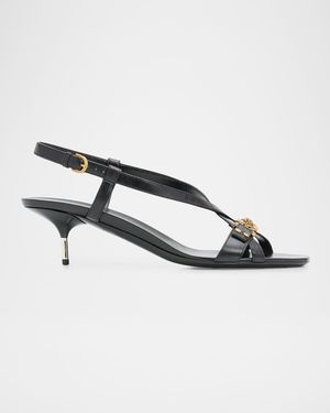 Versace Medusa 50Mm Leather Sandals - Brown