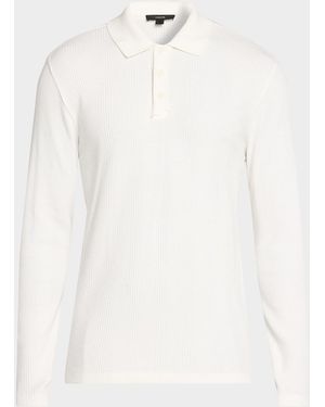 Vince Apos;S Long-Sleeve Textured Polo Shirt - White