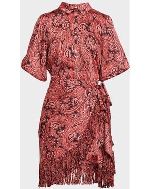 Cinq À Sept Hendrix Paisley Mini Shirtdress - Red