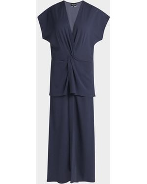 Giorgio Armani Tiered Soft Silk Gown - Blue