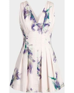Nicholas Elvira Pleated Floral-Print Mini Dress - Multicolor