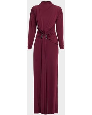Et Ochs Remington Draped Matte Jersey Column Gown - Purple