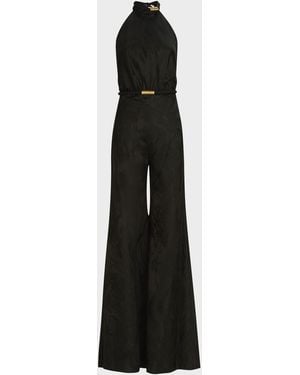 Silvia Tcherassi Enara Halter Flare Jumpsuit - Black