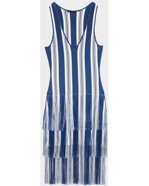 Toccin Finley Striped Fringe-Trim Dress - Blue