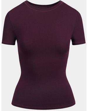 Skims Cotton Jersey Crewneck T-Shirt - Purple