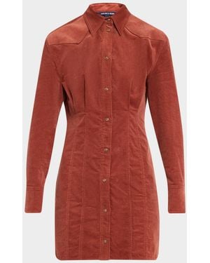 Veronica Beard Evren Corduroy Mini Shirtdress - Red