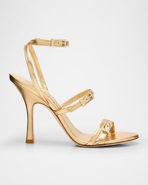 Stuart Weitzman Georgie Metallic Buckles Strappy Sandals