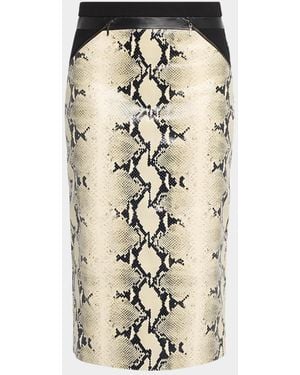 Maria McManus Blocked Embossed Leather Midi Pencil Skirt - Metallic
