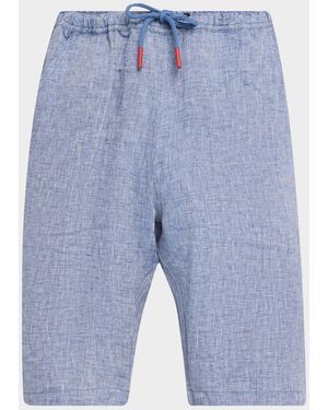 Kiton Apos;S Linen Drawstring Pull-On Shorts - Blue