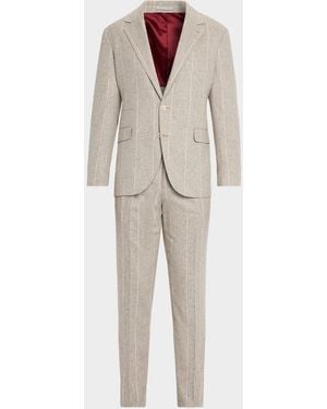 Brunello Cucinelli Donegal Chalk Stripe Two-Piece Suit - Natural