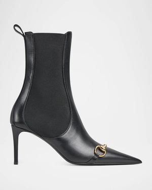 Gucci Donna 80Mm Leather Ankle Boots - Black