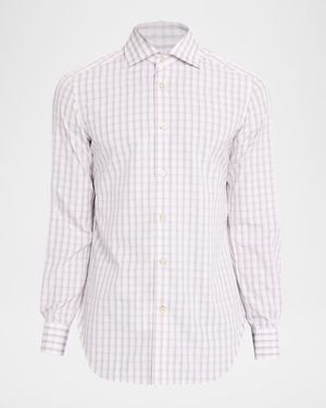 Kiton Apos;S Cotton Plaid Button-Down Shirt - Red