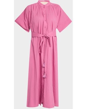 Vanessa Bruno Ciao Ruched Cotton Midi Shirtdress - Pink