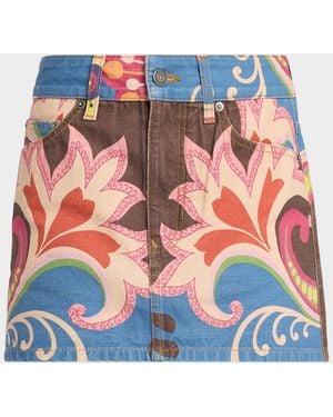 Cout de la Liberte Penelope Printed Canvas Mini Skirt - Blue