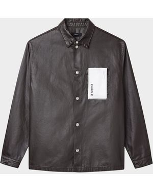 Purple Embossed Monogram Snap Button-Down Shirt - Gray