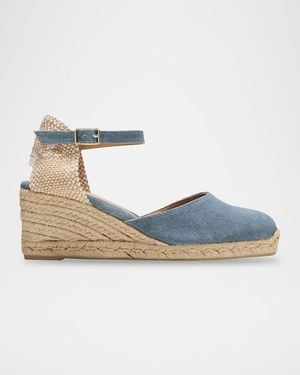 Castañer Carol Canvas Ankle-Strap Wedge Espadrilles - Blue