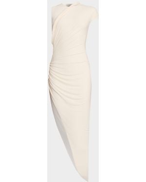 Et Ochs Georgia Draped High-Low Knit Combo Midi Dress - Natural