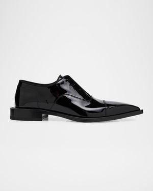 Lanvin Apos;S Point-Toe Laceless Leather Oxfords - Black