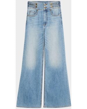 Ramy Brook Liv Double-Button Wide-Leg Jeans - Blue