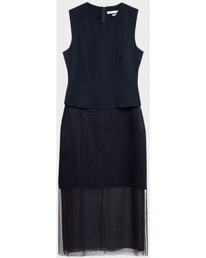 Jason Wu Cady Layered Sleeveless Midi Cocktail Dress - Blue