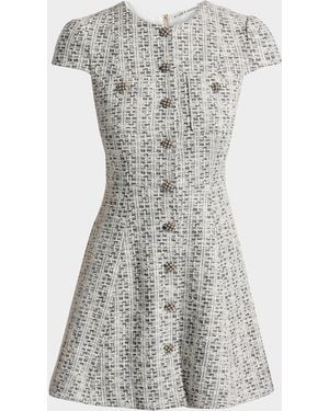Alice + Olivia Shiloh Cap-Sleeve A-Line Minidress - Gray