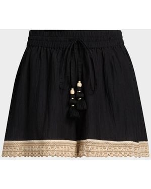 Ramy Brook Adrienne Cotton Cover-Up Shorts - Black