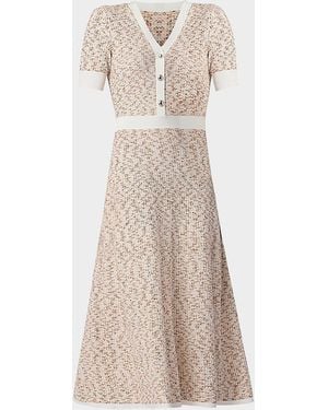 Shoshanna Alison Melange Tweed-Knit Midi Dress - Natural