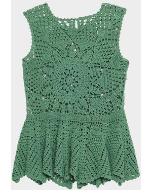 Ulla Johnson Cora Sleeveless Crochet Top - Green