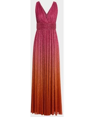 Emanuel Ungaro Ray Sleeveless Shimmer Ombre Gown - Red