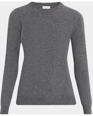Brunello Cucinelli Cashmere Fitted Crewneck Sweater - Gray