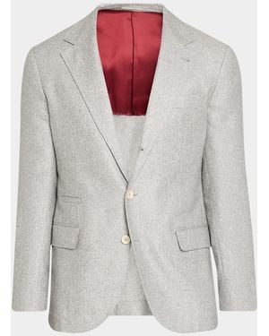 Brunello Cucinelli Overplaid Silk-Cashmere Sport Coat - Gray