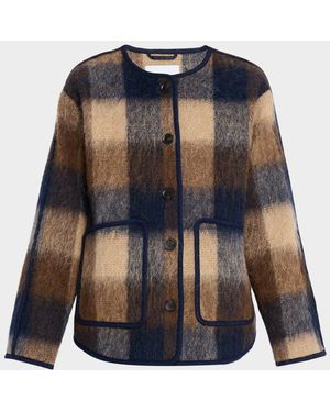 Tanya Taylor Janet Plaid Barn Jacket - Blue