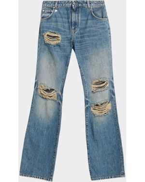 Amiri Slash Distressed Bootcut-Leg Jeans - Blue