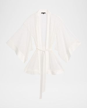 Kiki de Montparnasse Petite Fleur Sheer Lace Kimono Robe - White