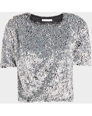 Area Sequined Short-Sleeved T-Shirt - Gray