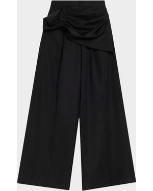 Simone Rocha Gathered Drape Wide-Leg Pants - Black