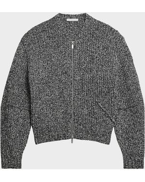 Helmut Lang Marled Zip-Front Sweater - Gray