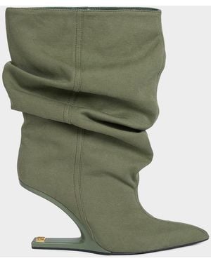 Balmain No Wedge Canvas Ankle Boots - Green