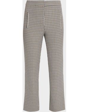 Veronica Beard Arte Check Plaid Kick-Flare Pants - Gray