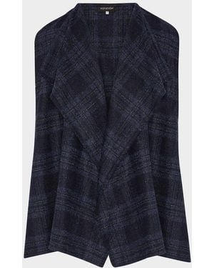 Eskandar A-Line Drape Front Waistcoat (Mid Plus Length) - Blue