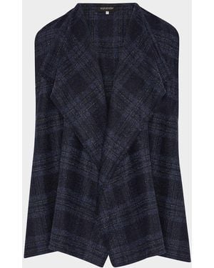 Eskandar A-Line Drape Front Waistcoat (Mid Plus Length) - Blue