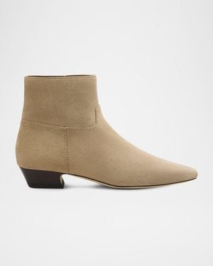 Stuart Weitzman Stassi Suede Zip Ankle Boots - Natural