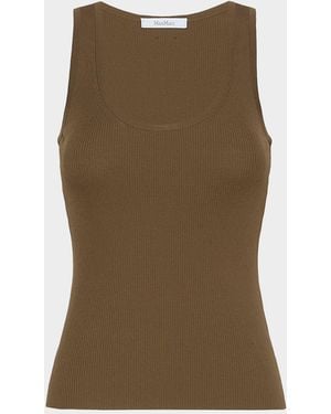 Max Mara Scoop-Neck Ribbed Tank Top - Green