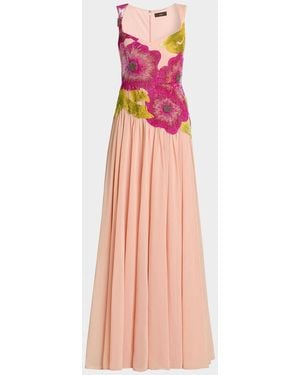 Cynthia Rowley Sandie Floral-Embroidered Gown - Pink