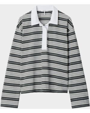 Rag & Bone Kelly Stripe Polo Shirt - Gray