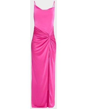 BCBGMAXAZRIA Sleeveless Cowl-Neck Draped Twist Gown - Pink
