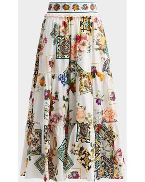 CAMILLA Magic Of The Mercado Cotton Midi Skirt - White