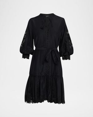Kobi Halperin Erica Embroidered Flounce Dress - Black