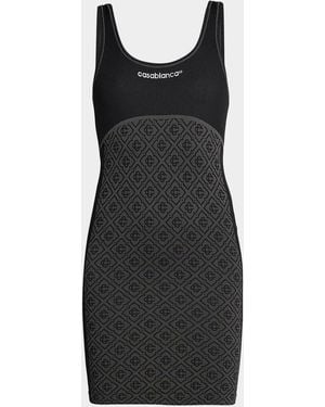 CASABLANCA Monogram Seamless Scoopneck Minidress - Black