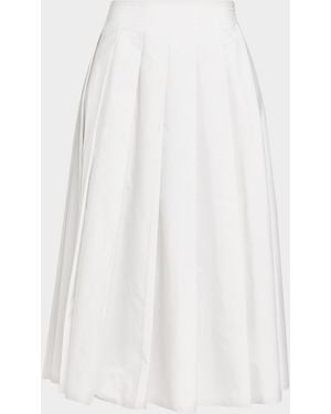 The Row Barta Pleated Cotton Poplin Midi Skirt - White